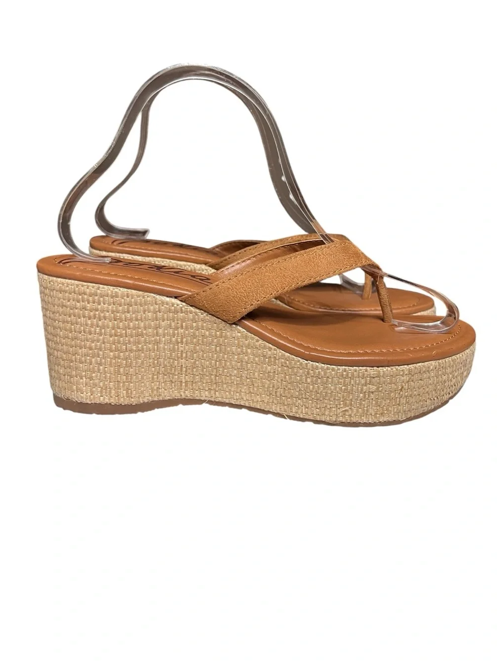 🌻EUC Zodiac Rio Thong Platform Wedge Sandals Chestnut Brown Raffia Espadrille 8